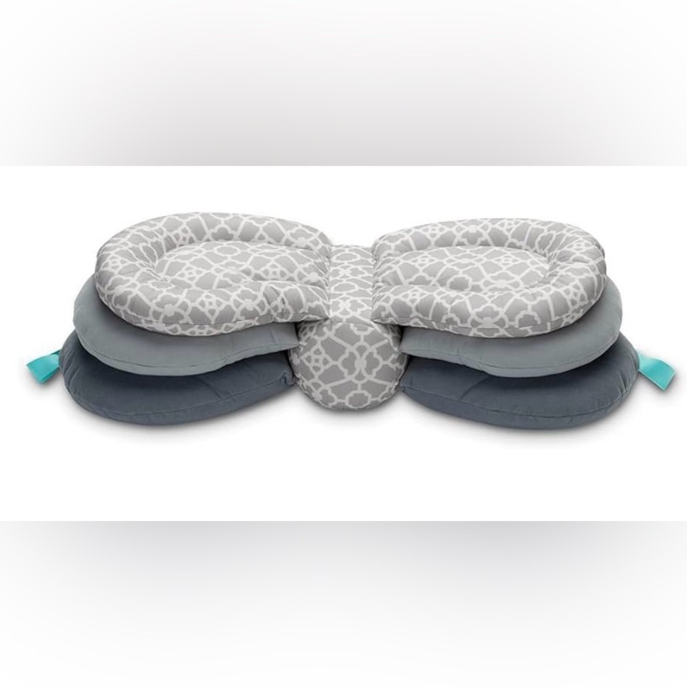 Adjustable Height Baby Support Breastfeeding Nursing Pillow Grey White VGUC